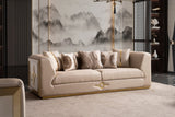 Vega Sofa, Loveseat, and Chair Set with Textured Upholstery and Gold Accents view 4