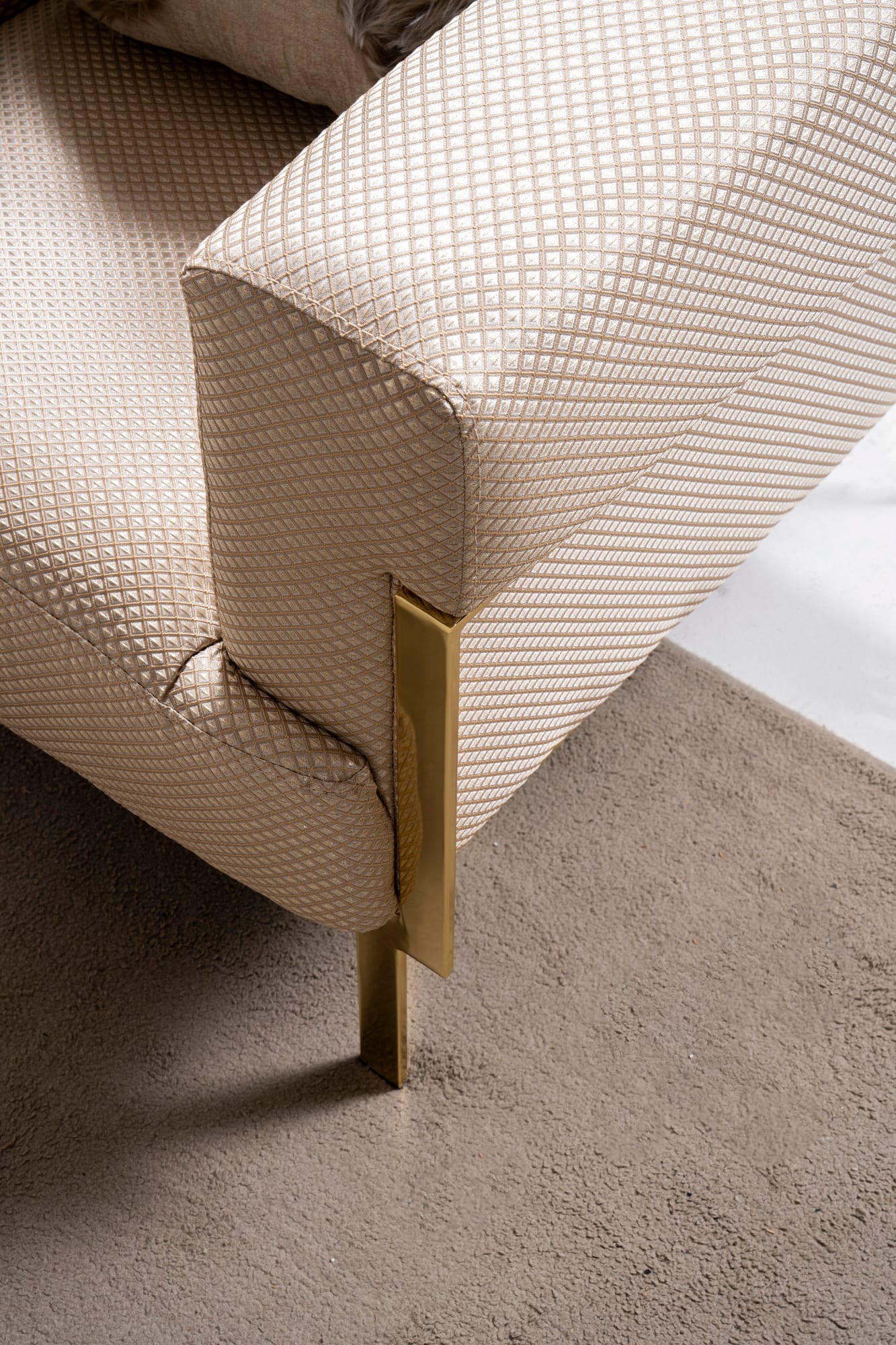 Vega Sofa, Loveseat, and Chair Set with Textured Upholstery and Gold Accents view 29
