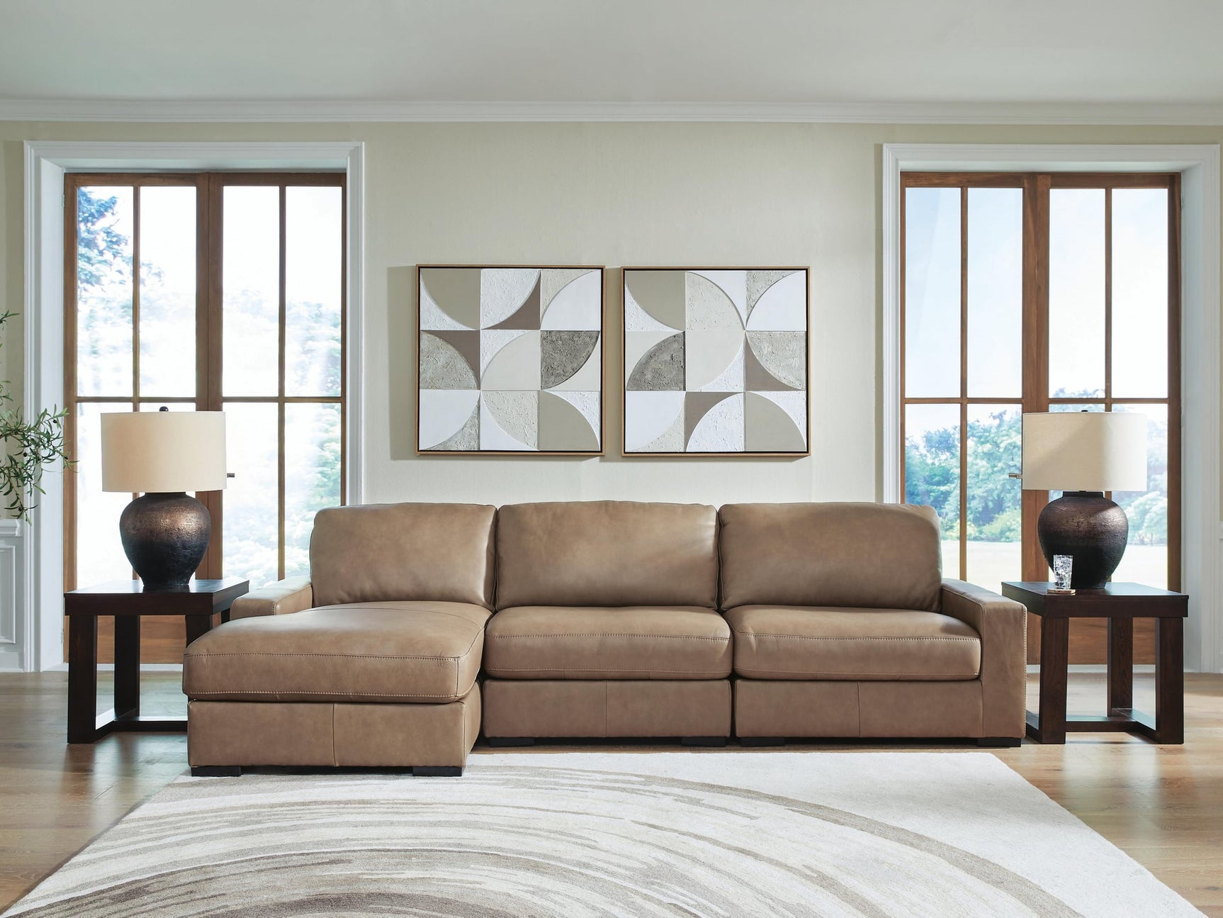 Veronella Sahara Leather 3-Piece Sectional with Chaise - image 1