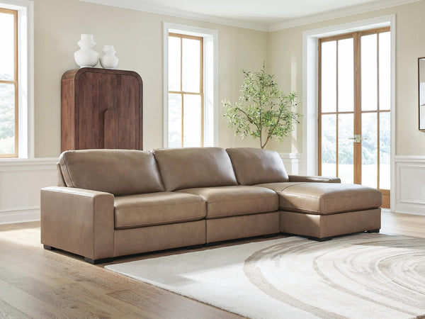 Veronella Sahara Leather 3-Piece Sectional with Chaise from Decor Furniture