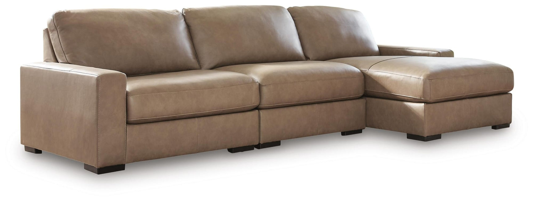 Veronella Sahara Leather 3-Piece Sectional with Chaise view 3