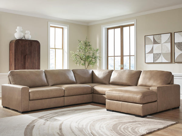 Veronella Sahara Leather 5-Piece Sectional with Chaise - image 1
