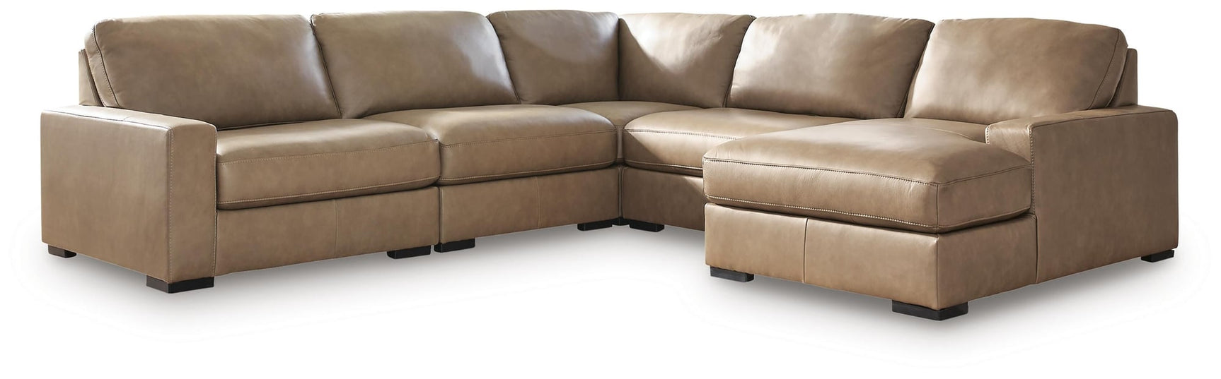 Veronella Sahara Leather 5-Piece Sectional with Chaise - image 2