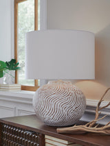 Vien Distressed White Table Lamp from Decor Furniture