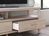Close-up of handle and drawer detail on W2615-68 TV Stand