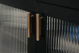 Side view of W786-78 black TV stand with glass cabinet doors