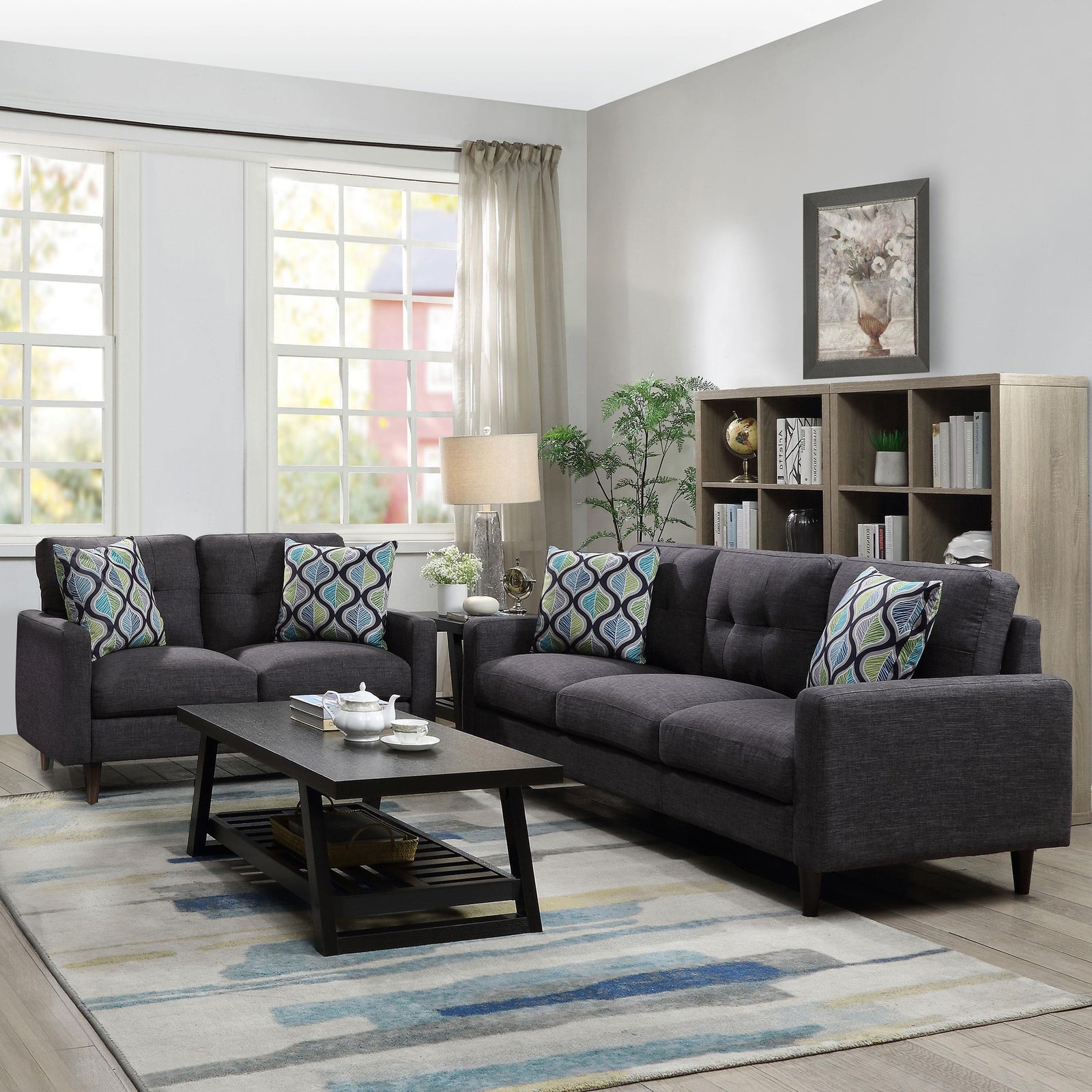 Watsonville 2-piece Upholstered Track Arm Sofa Set Grey 552001-S2 - Ella Furniture