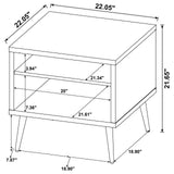 Welsh Square Wood End Table near sofa with lamp