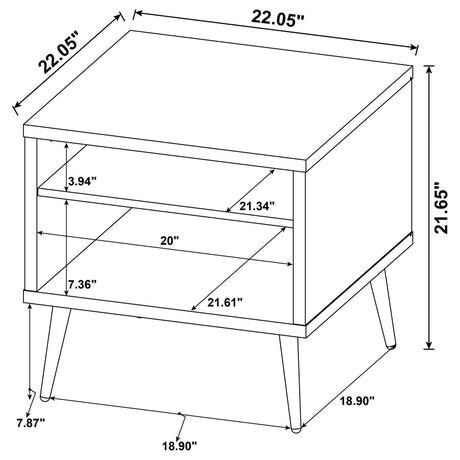 Welsh Square Wood End Table near sofa with lamp