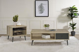Welsh Square Wood End Table corner view with antique pine finish