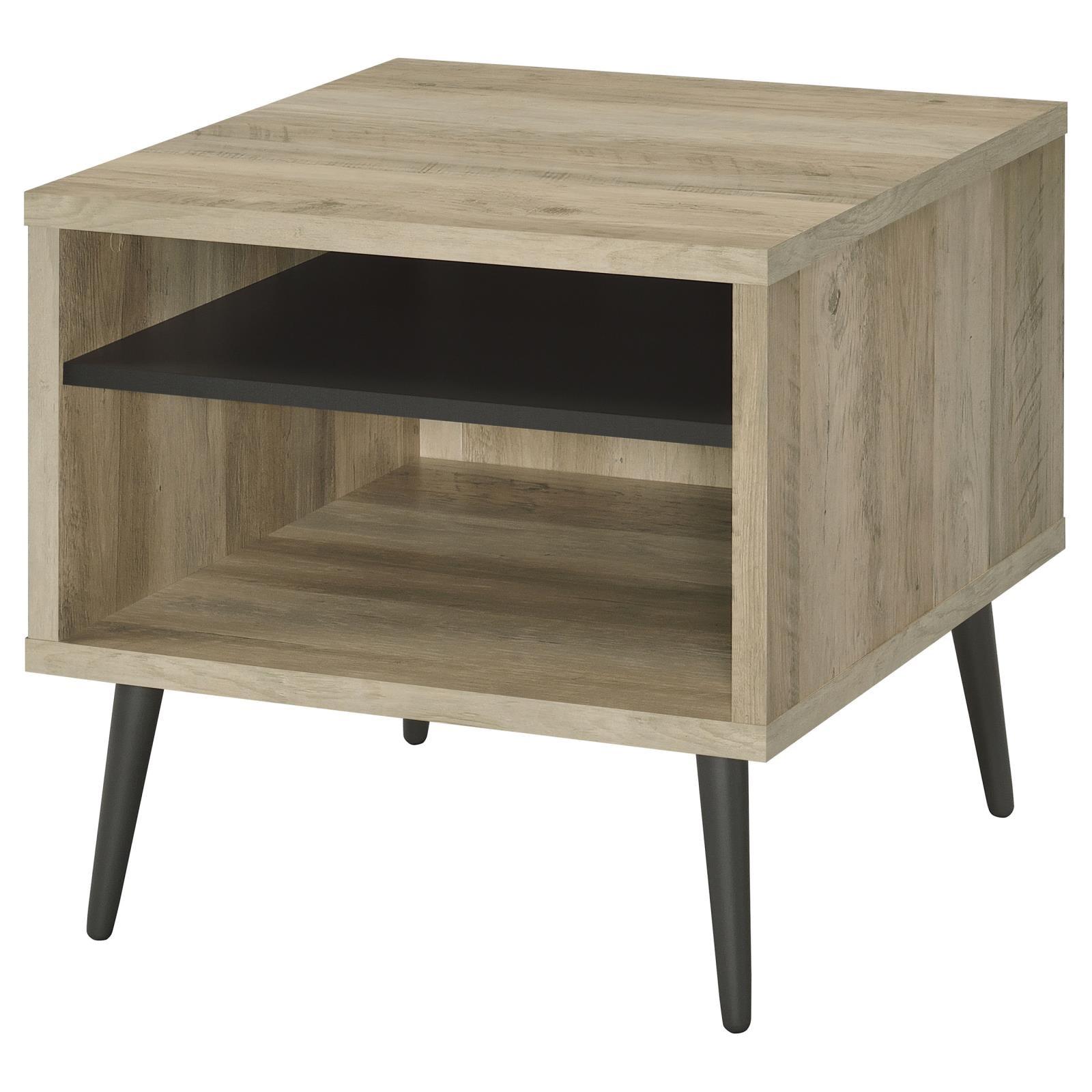 Top view of Welsh Square Wood End Table in antique pine and grey