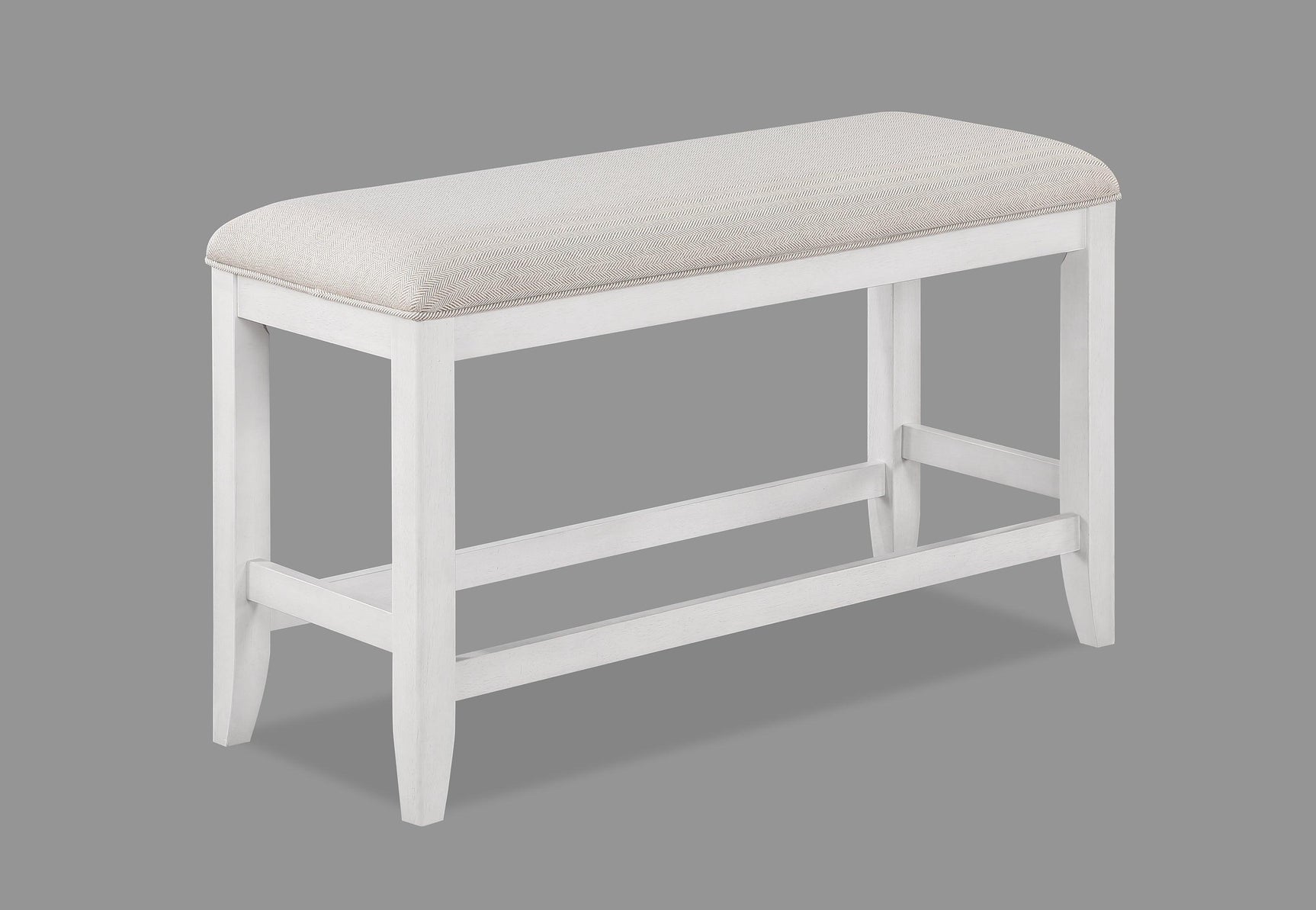 Side view of Wendy White farmhouse rectangular counter height dining table