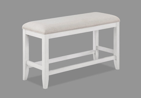 Side view of Wendy White farmhouse rectangular counter height dining table