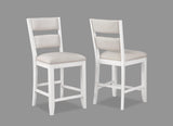 Front view of Wendy White farmhouse dining table with chairs