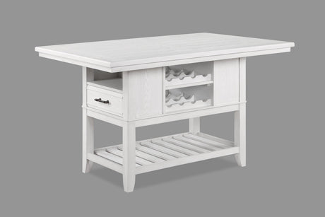 Main view of Wendy White farmhouse dining set with bench