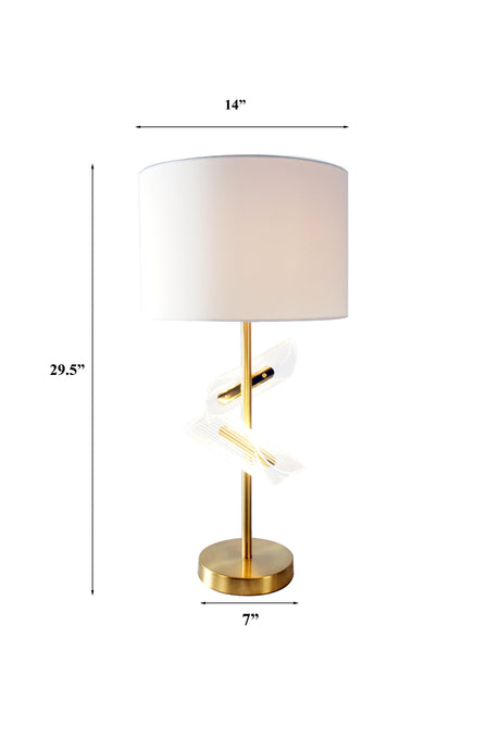 White gold metal modern textured ceramic frame table lamp side view