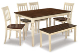 Room view of Whitesburg cottage white and brown dining set with chairs