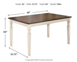 Room view with Whitesburg dining set and bench