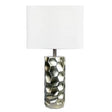 White Silver Textured Ceramic Frame Table Lamp - side view