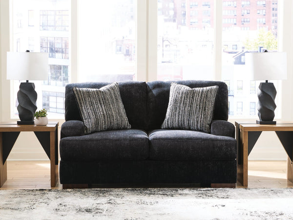 Whitmore Manor Black Pearl Chenille,Velvet Loveseat from Decor Furniture