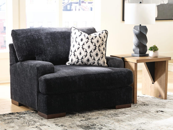 Whitmore Manor Black Pearl Chenille,Velvet Oversized Chair from Decor Furniture