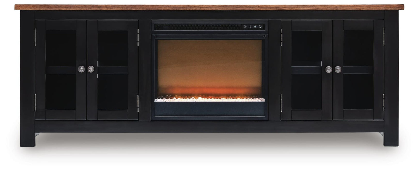 Wildenauer Brown/Black 76" TV Stand with Electric Fireplace view 2