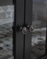 Wildenauer Brown/Black 76" TV Stand with Electric Fireplace detail view