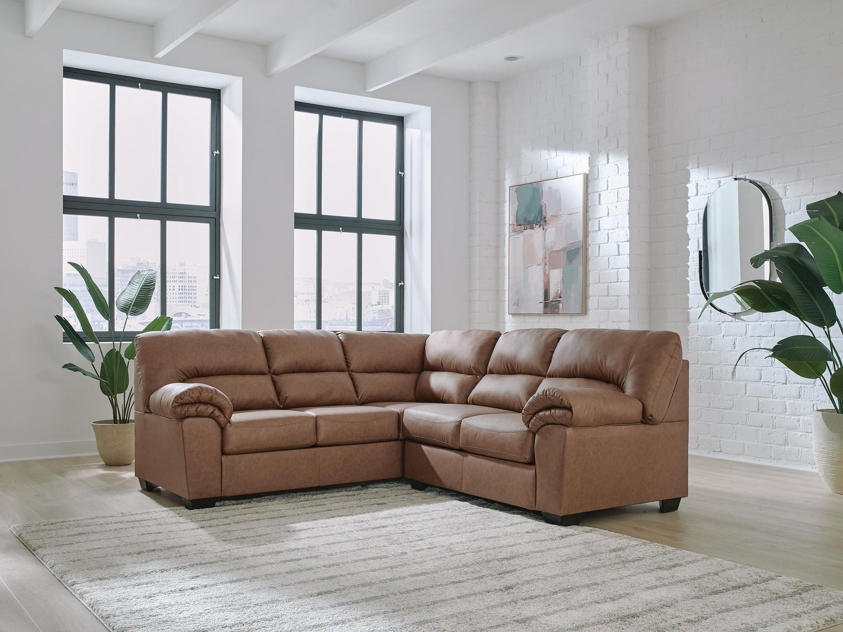 WillowBend Caramel Faux Leather 2-Piece Sectional - image 1