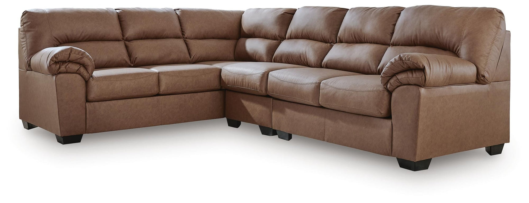 WillowBend Caramel Faux Leather 3-Piece Sectional - image 2