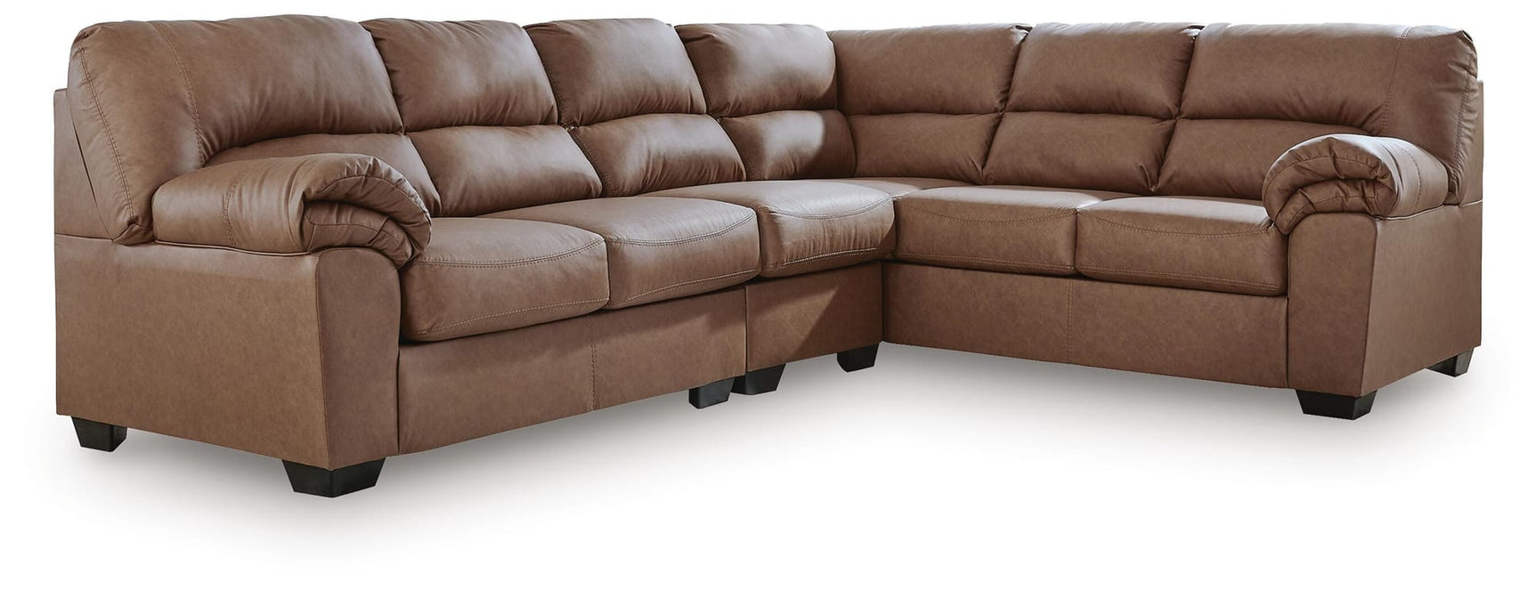 WillowBend Caramel Faux Leather 3-Piece Sectional view 2