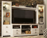 Wire management cutouts in TV stand