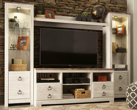 Wire management cutouts in TV stand