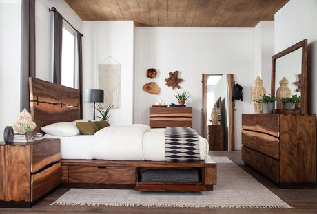 Main view of Winslow Smokey Walnut and Coffee Bean Panel Bedroom Set bed