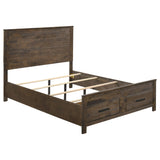 Bedroom view Woodmont Rustic Golden Brown Storage Bed with dresser