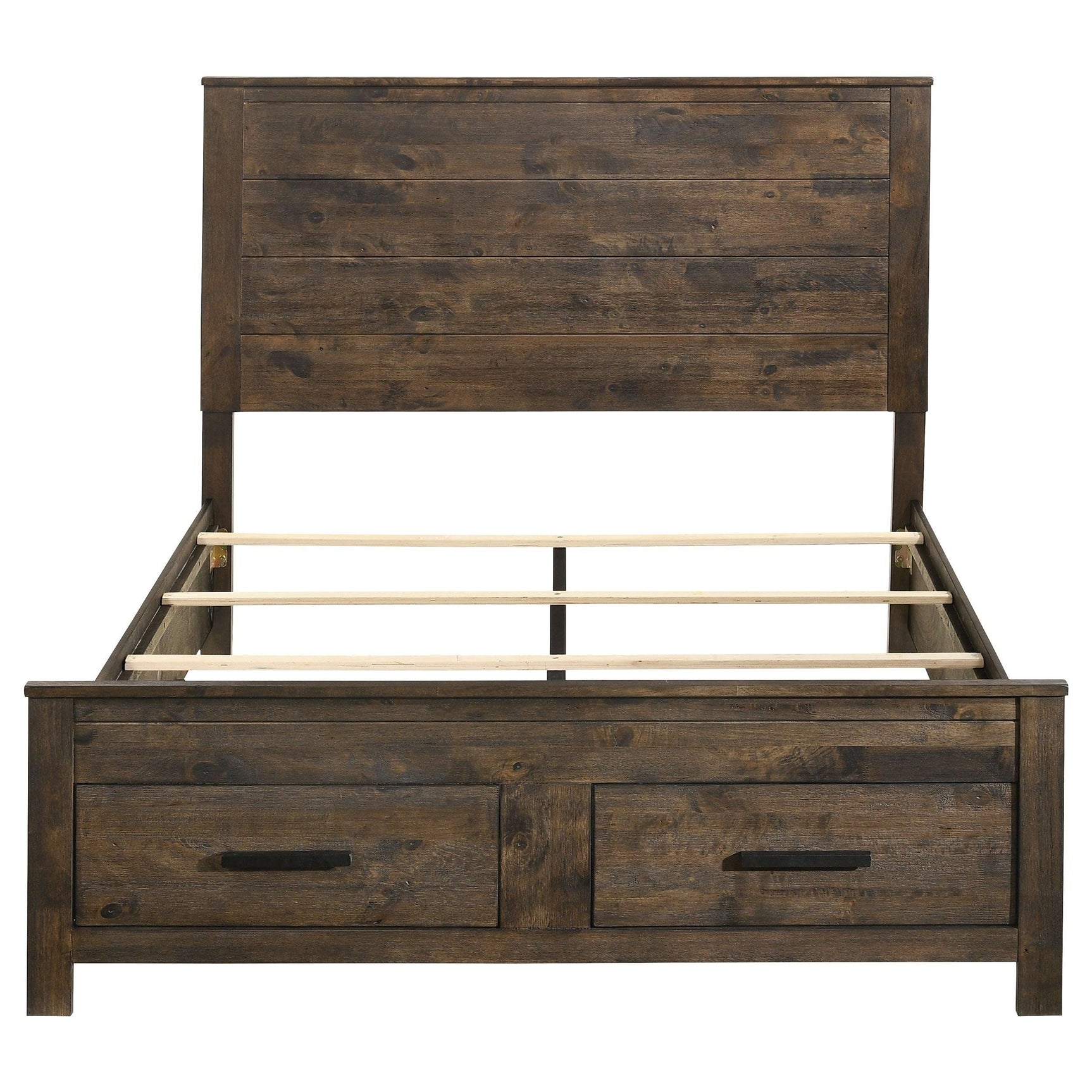 Woodmont Rustic Golden Brown Storage Bedroom Set bed front angle