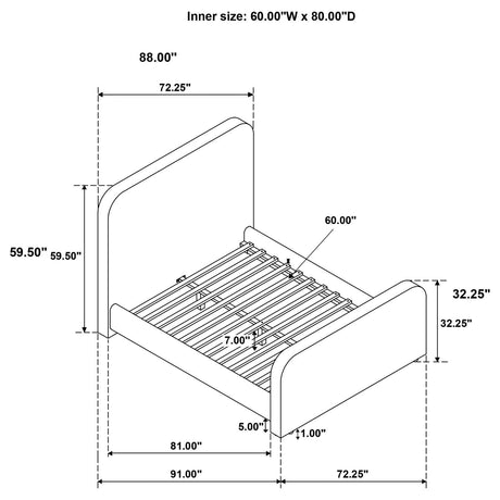 Material and leg base detail on queen bed