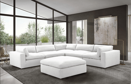 Main view of XL Cloud White sectional sofa with ottoman