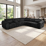 Yash Black Corduroy Reclining 6-Piece Sectional Sofa view 3