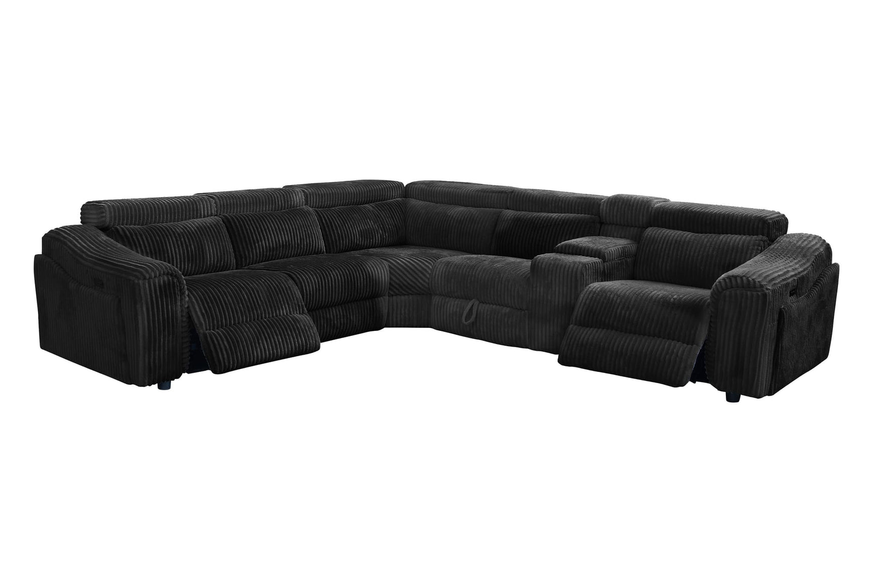Yash Black Corduroy Reclining 6-Piece Sectional Sofa view 21