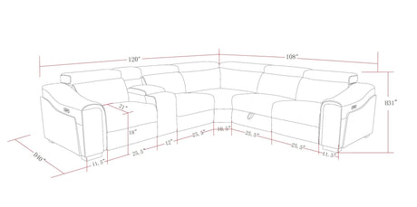 Yash Black Corduroy Reclining 6-Piece Sectional Sofa view 23
