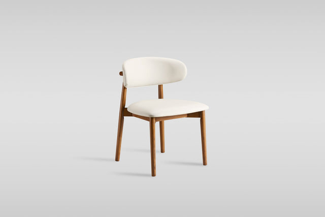Yomi Dining Chair in Walnut Finish with Beige Faux Leather from Decor Furniture