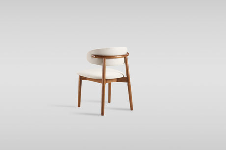 Yomi Dining Chair in Walnut Finish with Beige Faux Leather view 2