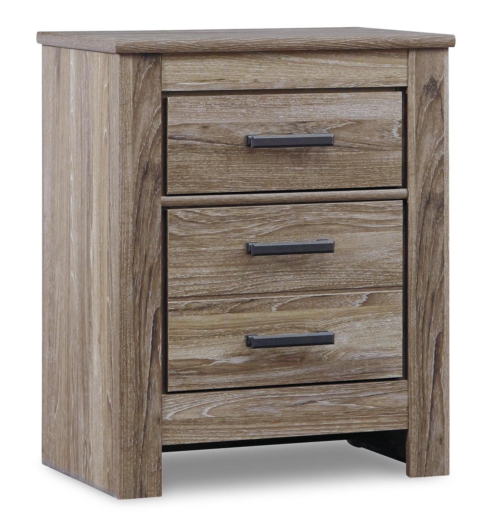 Zelen Warm Gray Panel Bedroom Set side view bed