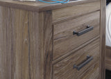 Zelen Warm Gray Panel Bedroom Set side view bed