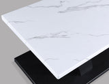 Close-up of white and black marble tabletop of Zion coffee table